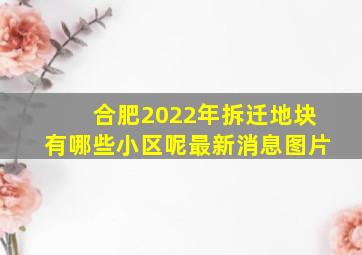 合肥2022年拆迁地块有哪些小区呢最新消息图片