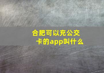 合肥可以充公交卡的app叫什么