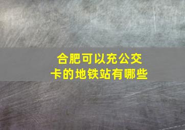 合肥可以充公交卡的地铁站有哪些