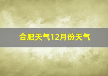 合肥天气12月份天气