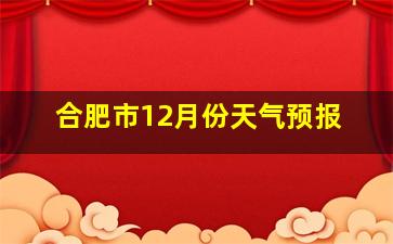 合肥市12月份天气预报