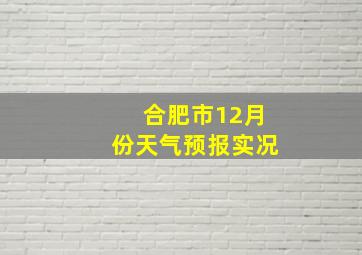 合肥市12月份天气预报实况