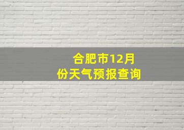 合肥市12月份天气预报查询