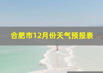 合肥市12月份天气预报表