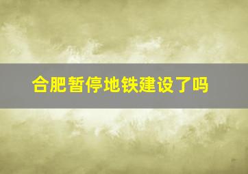 合肥暂停地铁建设了吗