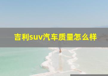 吉利suv汽车质量怎么样