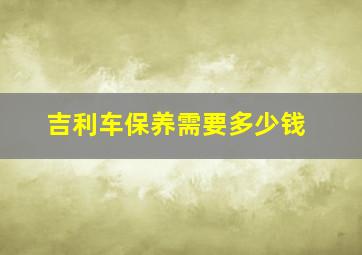 吉利车保养需要多少钱