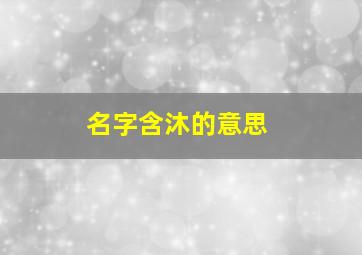 名字含沐的意思