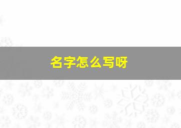 名字怎么写呀