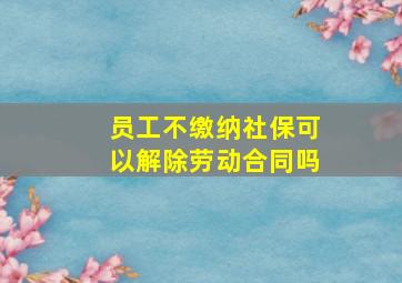 员工不缴纳社保可以解除劳动合同吗