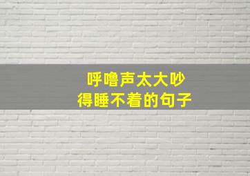 呼噜声太大吵得睡不着的句子