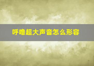 呼噜超大声音怎么形容