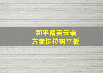 和平精英云端方案键位码平板