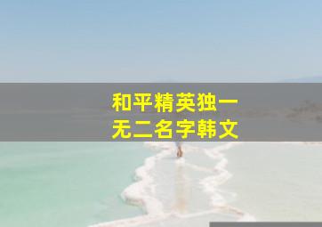 和平精英独一无二名字韩文