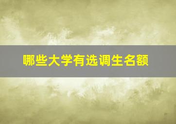 哪些大学有选调生名额