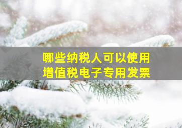 哪些纳税人可以使用增值税电子专用发票