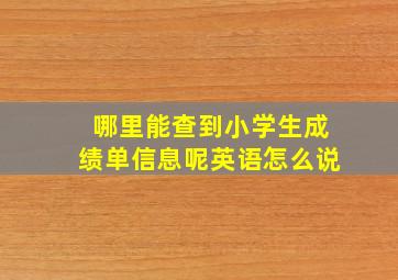 哪里能查到小学生成绩单信息呢英语怎么说