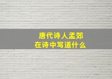 唐代诗人孟郊在诗中写道什么