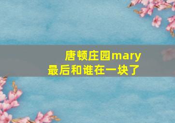 唐顿庄园mary最后和谁在一块了