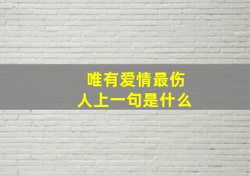 唯有爱情最伤人上一句是什么