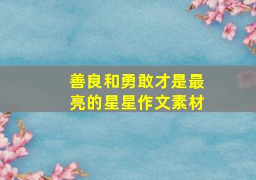 善良和勇敢才是最亮的星星作文素材