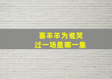 喜羊羊为谁哭过一场是哪一集