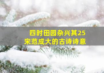 四时田园杂兴其25宋范成大的古诗诗意