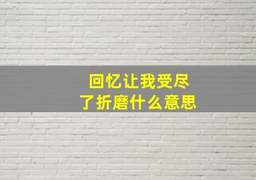 回忆让我受尽了折磨什么意思