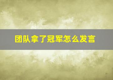 团队拿了冠军怎么发言