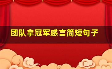 团队拿冠军感言简短句子