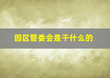 园区管委会是干什么的