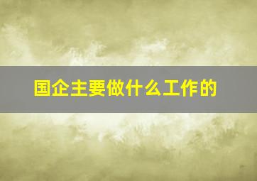 国企主要做什么工作的