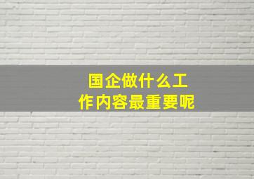 国企做什么工作内容最重要呢