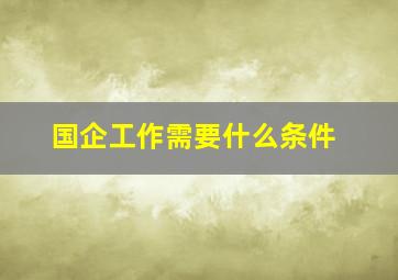 国企工作需要什么条件