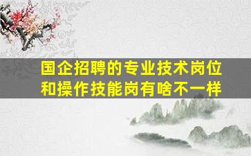 国企招聘的专业技术岗位和操作技能岗有啥不一样