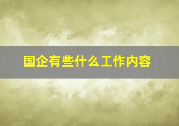 国企有些什么工作内容