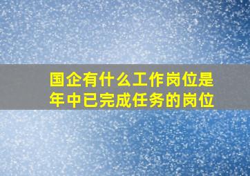 国企有什么工作岗位是年中已完成任务的岗位