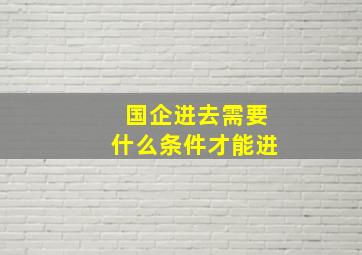 国企进去需要什么条件才能进