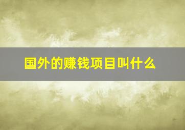 国外的赚钱项目叫什么