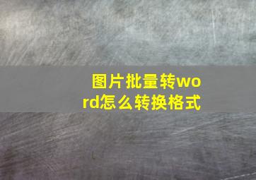 图片批量转word怎么转换格式