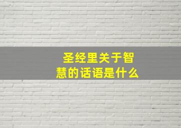 圣经里关于智慧的话语是什么