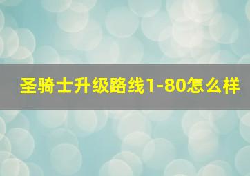 圣骑士升级路线1-80怎么样