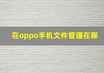 在oppo手机文件管理在哪