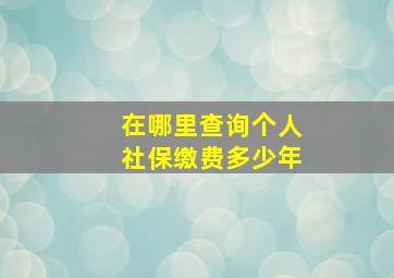 在哪里查询个人社保缴费多少年