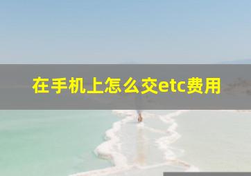 在手机上怎么交etc费用