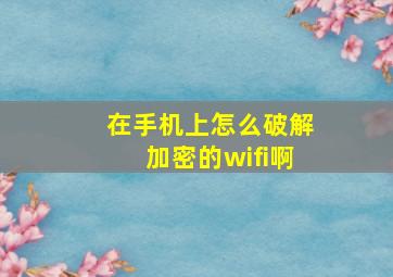 在手机上怎么破解加密的wifi啊