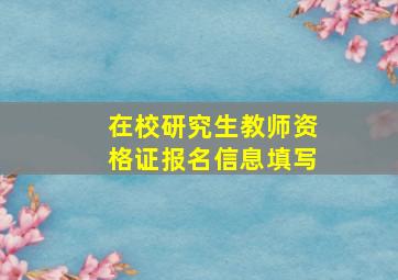 在校研究生教师资格证报名信息填写