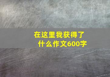 在这里我获得了什么作文600字