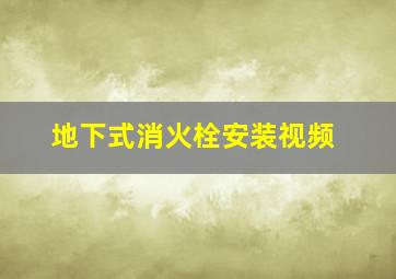 地下式消火栓安装视频