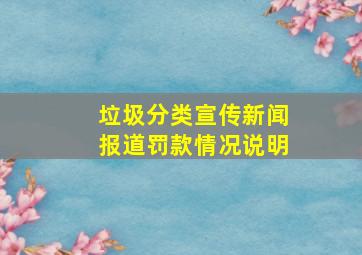 垃圾分类宣传新闻报道罚款情况说明